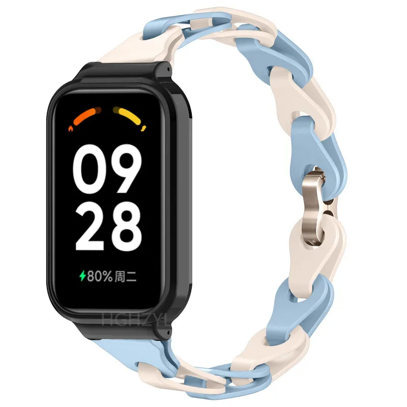 Colorful Chain Silicone Band for Xiaomi Mi Band 8 Active - Stylish Girls' and Women's Strap