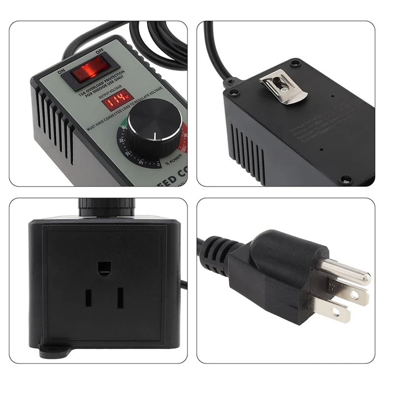 Promotion! AC Motor Speed Controller Variable Speed Controller Fan For Motor Overload Protection US Plug