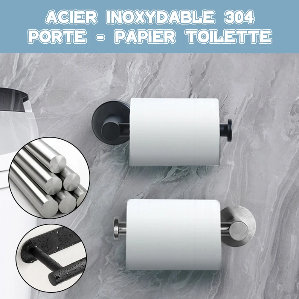 Porte-rouleau de papier toilette auto-adhésif sans perçage, acier  inoxydable 304, HOKitchen, 1 pièce - AliExpress