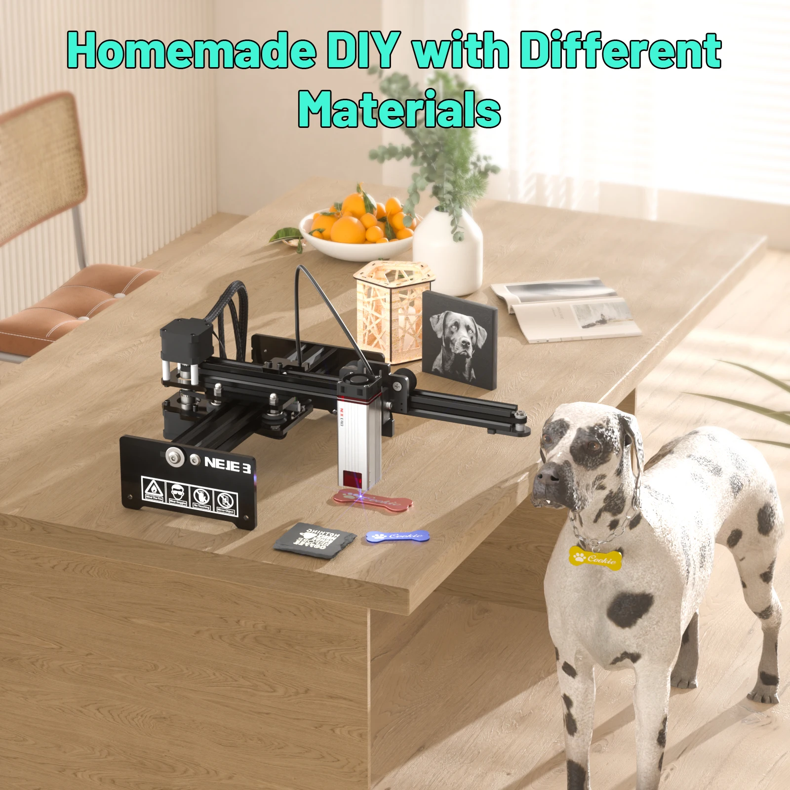 NEJE 3 E40 80W CNC Laser Engraver Portable Engraving Carving Machine Mini DIY Laser Logo Mark Printer for Metal Engraving