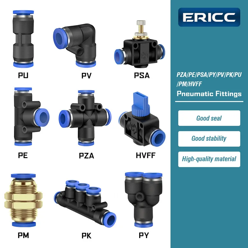 Raccordo Pneumatico Connettore Per Tubo Giunto A Sgancio Rapido 4 6 8 10 12Mm Pu Pv Pe Hvff Py Pza Pk Pm Psa Connettori Per Tubi