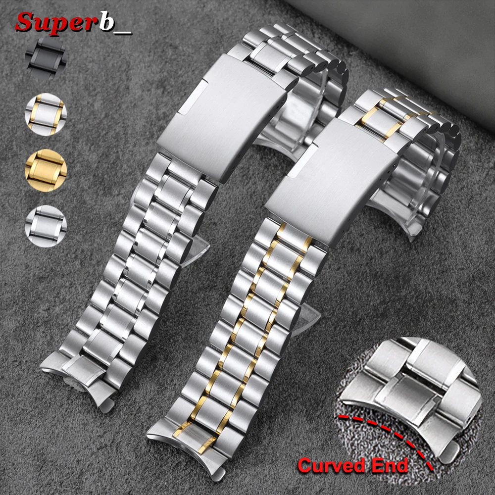 Elegant Silver and Gold Stainless Steel Watch Band Bracelet with Tools