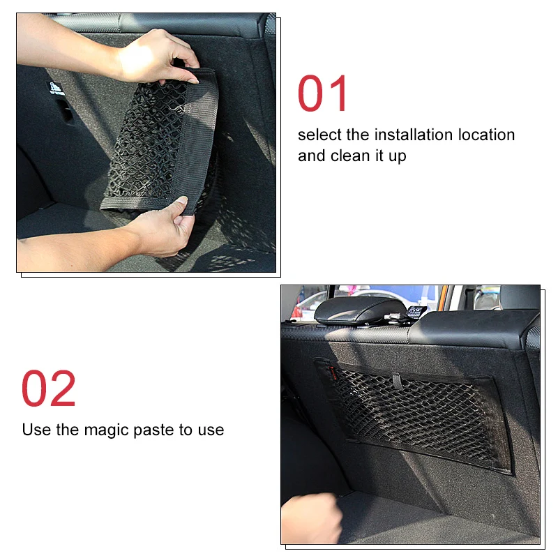 Filet élastique de rangement auto pour coffre voiture pêche 40x25cm organisateur équipement