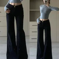 Low Waist Bell Bottom Jeans Women's Spring New Loose Slimming Hot Girl Wide Leg Ankle Dragging Pants High Street Style