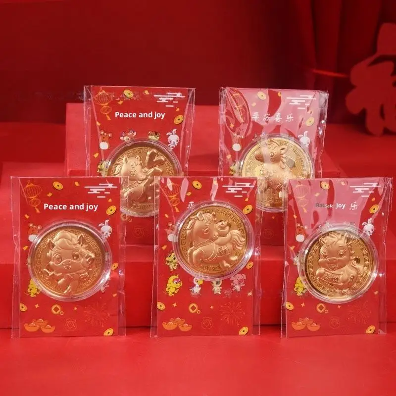 1/3Pcs Year Of The Horse Commemorative Medal 2026 Zodiac Horse Imitation Gold Foil Card Souvenir Coin Metal Crafts Gift