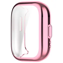 Enhanced TPU Soft Electroplating Smartwatch Screen Protector Frame - Anti-Scratch Full Coverage Case Cover (Deep Pink)