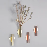 1Pcs Creative Rose Golden Stainless steel Vase Wall Holder Flowerpot Home Wedding Decoration For Livingroom Wall Mirror Vase - Image 4