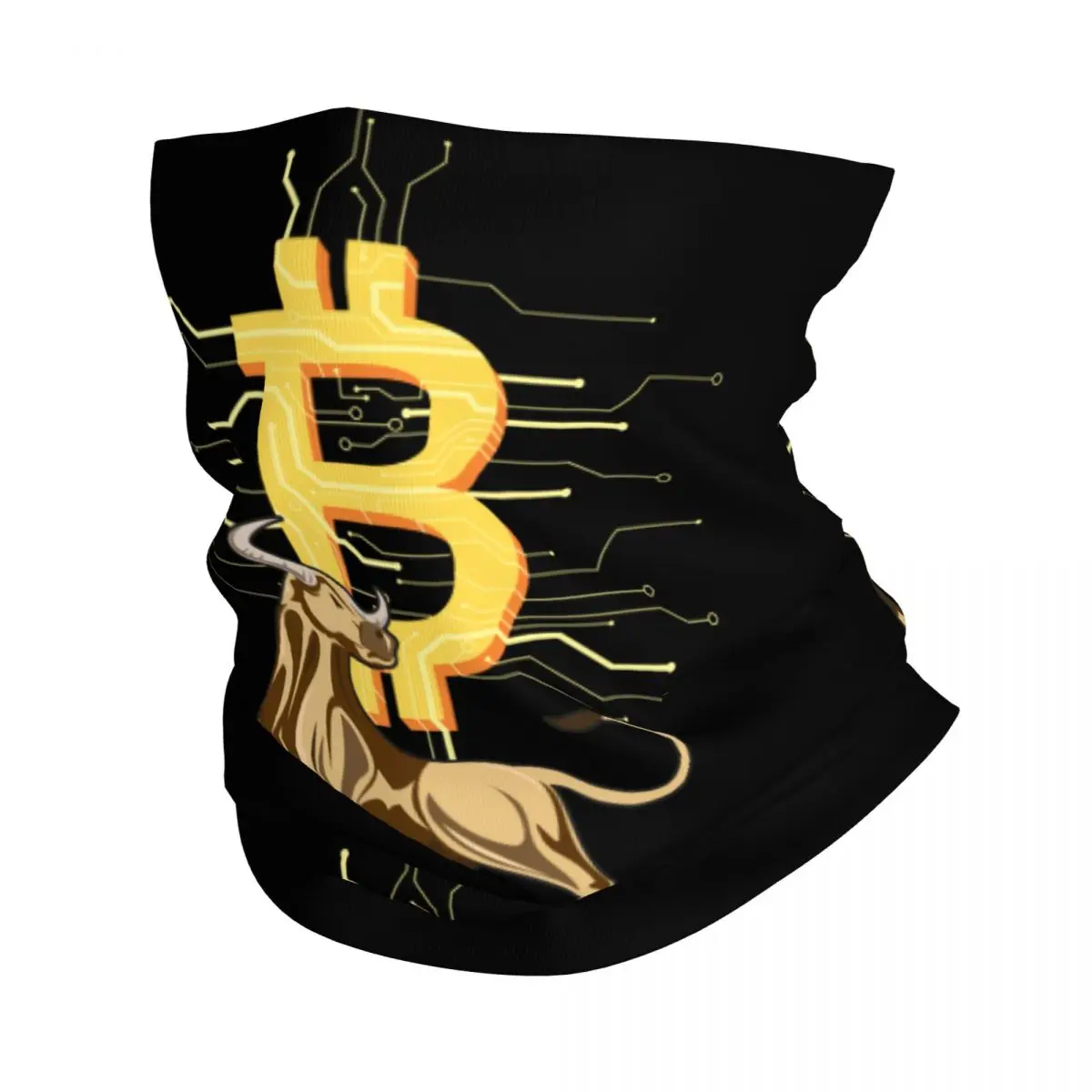 

Bitcoin Bull Neck Gaiter Women Men UV Protection Winter BTC Crypto Currency Bandana Scarf for Ski