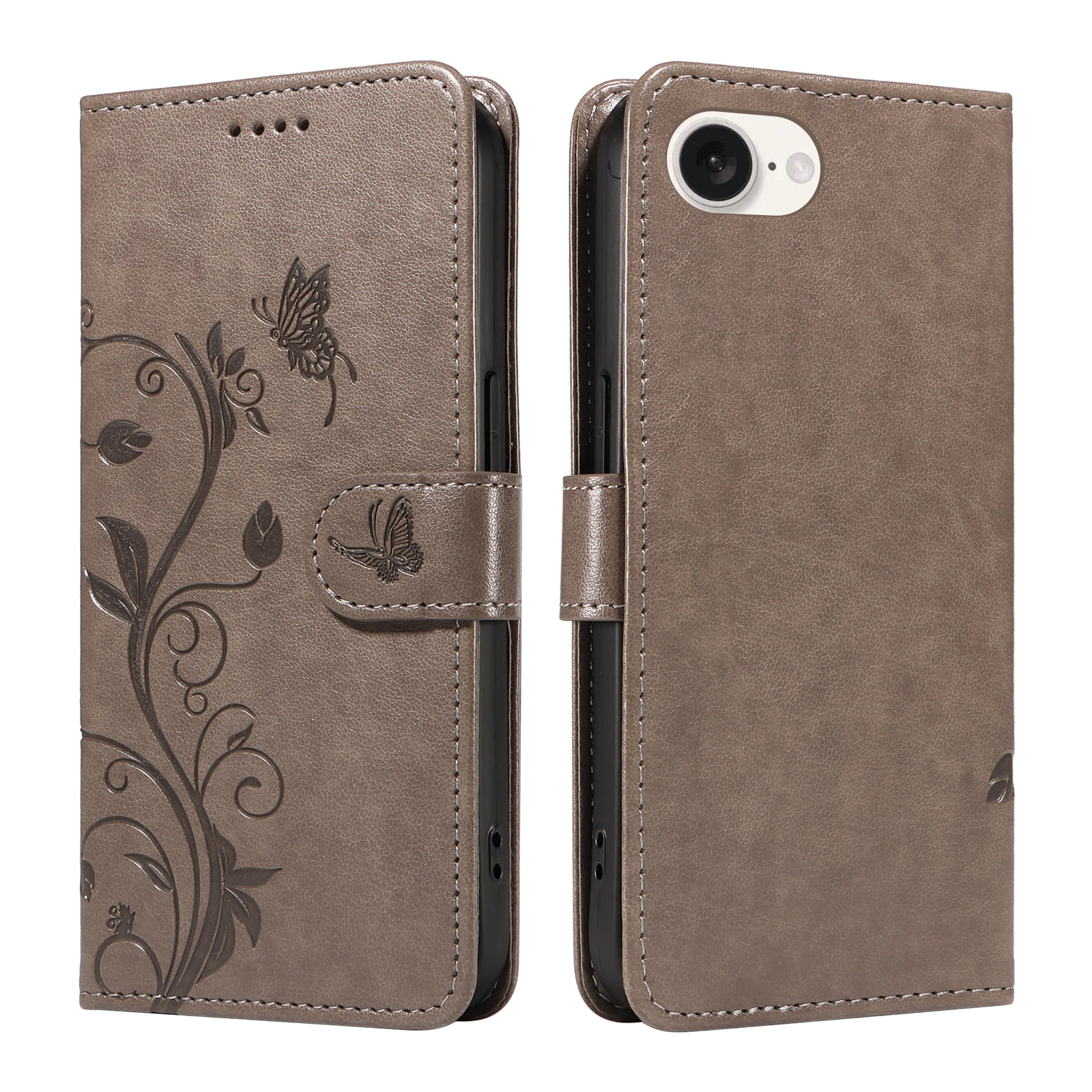 Embossed Flower Design Leather Wallet Flip Case with Card Holder