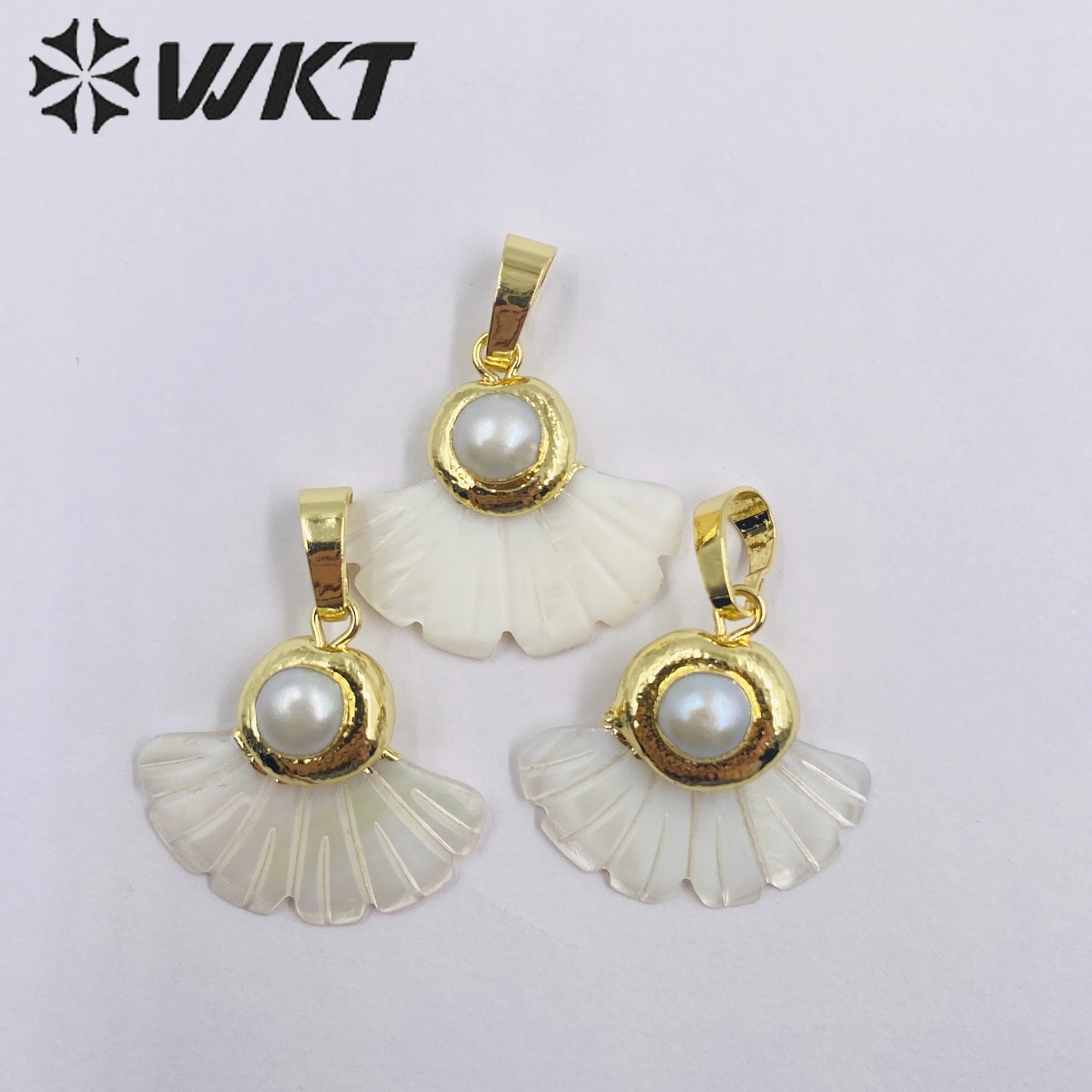 

_ WKT новый дизайн, белая ракушка, резной Крошечный Кулон в виде ракушки фестона, 18k, ювелирные украшения с настоящим золотом, подвески для ожерелья
