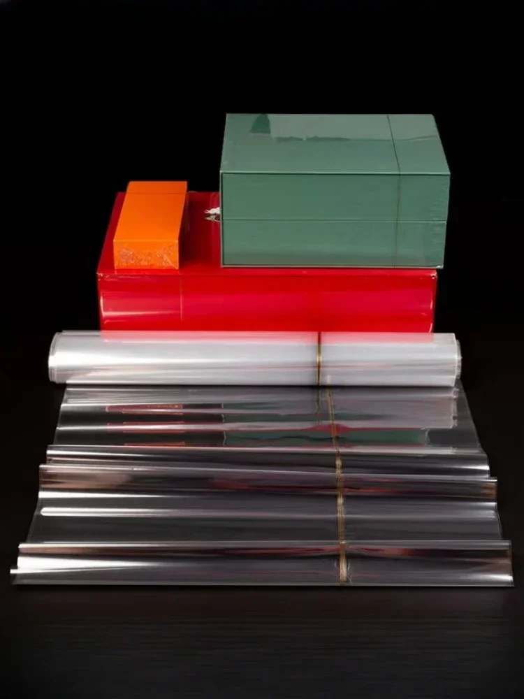 Bopp Heat Shrink Film Cigarette Box Envelope Tea Transparent Gift Box Packaging Films Plastic Sealing Golden Thread Brushed Film 5