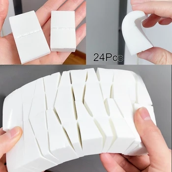 24 Pz/set Triangolo Bianco Morbido Trucco Spugna Viso Fondotinta Correttore Creme Miscela di Polvere Sbavature Soffio Strumenti Cosmetici All'ingrosso