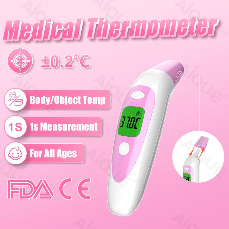 Forehead Thermometer Ear Fast Fever Clinical Thermometers Digital Children Medical Household Non-contact Frontal Thermometer Febril For Body 3 color