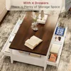 Farmhouse Coffee Table with Storage, 47.6" Coffee Tables with 4 Large Drawers, Spacious Tables, Top Center Table for Living Room 3