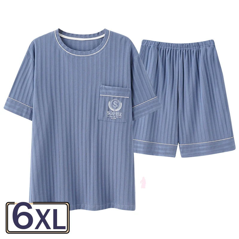 Plus 6xl Cheap Summer Men's Cotton Pajamas Sets Sleepwear Sets Shorts Homewear Nightwear Home