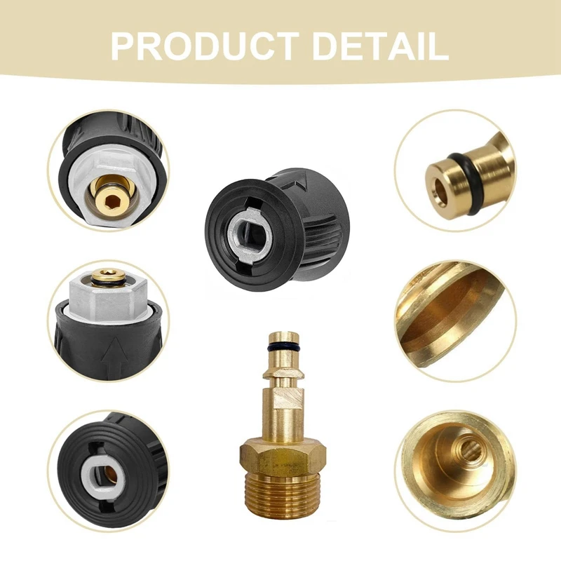 M22Quick Connect Adapter M22 14mm Connector for Karcher K2-K7 With Brass Washer Gun Hose Pipe Convert Tool Quick Release Adapter 3
