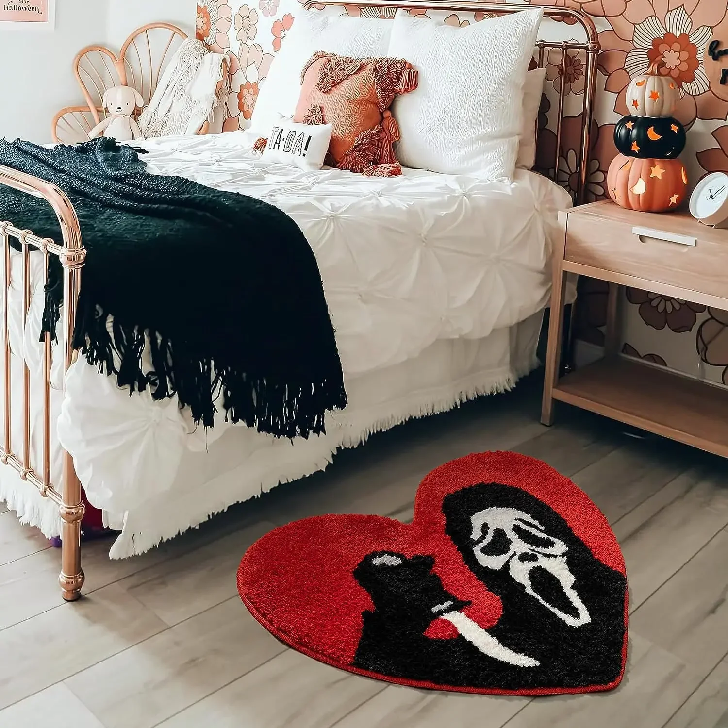 Nightmare Christmas Bath Mat Ultra Soft Absorbent Skull Rug Non Slip Backing Unique Red Black Halloween Decor Bathroom Washable halloween floor mat