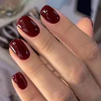 24Pcs Solid Color Wine Red Design Press on Nail Short Square False Nails Simple Detachable Finished Full Cover Nail Tips 1