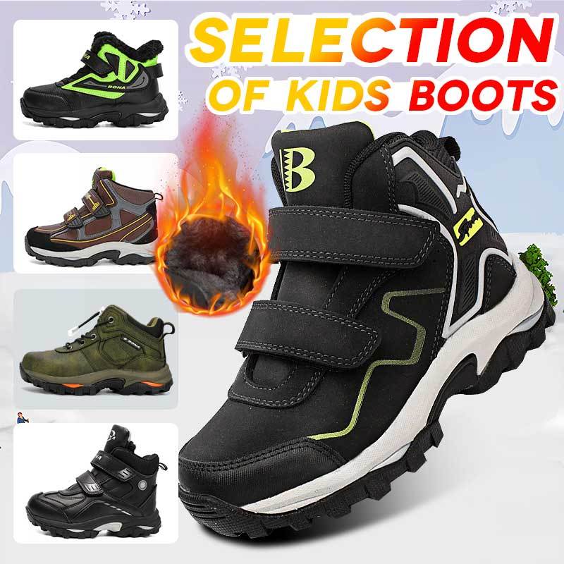 BONA Popular Ankle Boots Boys Children Motorcycle Hook and Loop Anti-slip Outdoor HClearance piking Boots Boy's Winter promotion
