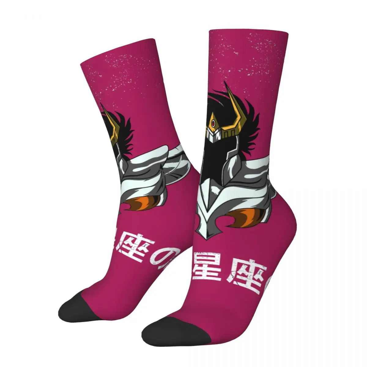 힙합 빈티지 IKKI NO PHOENIX Crazy Men's Compression Socks UniSaint Seiya Seamless Printed Funny Novelty Happy Crew Sock