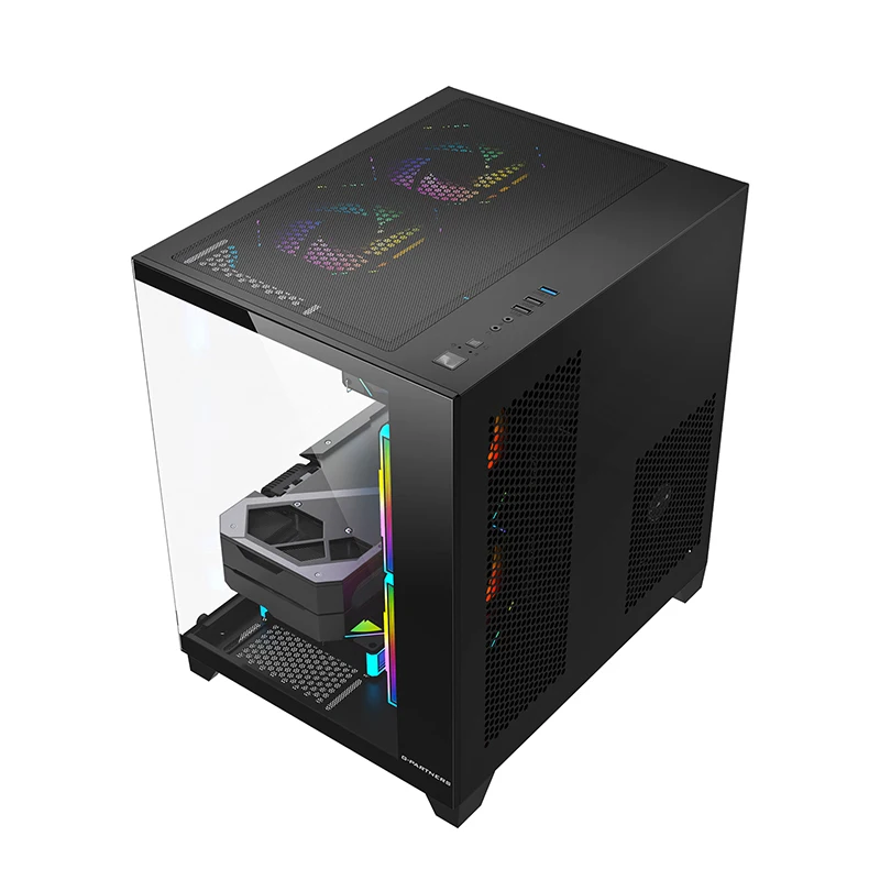 G-PARTNERS 신루이 X1 PC 케이스 M-ATX 미니-ITX A-필러 없는 파노라마 바다 전망룸 240 수냉식 미니 파노라마 컴퓨터 케이스