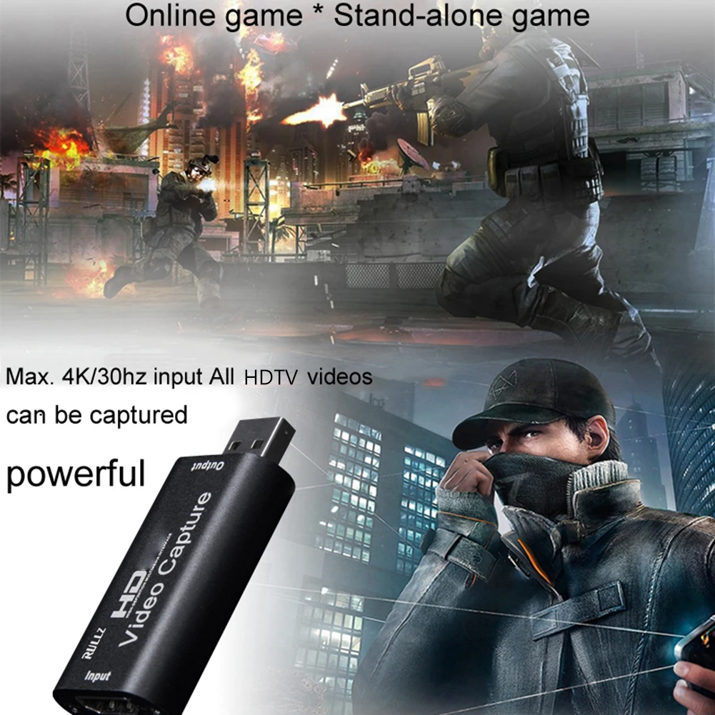 USB 2.0 비디오 캡처 카드, 4K HDMI 호환 비디오 그래버, PS4 게임 DVD HD 카메라용