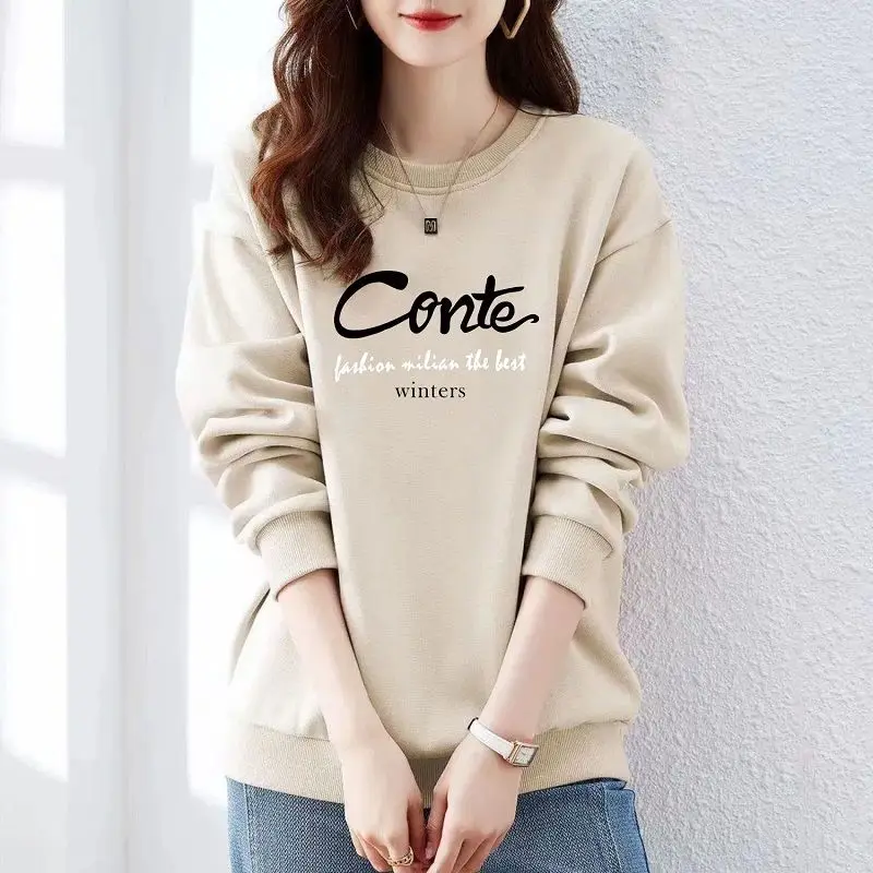 Fashion O-Neck All-match Printed Letter Blouse Women's Clothing 2023 Autumn Winter New Casual Pullovers Loose Korean Shirt