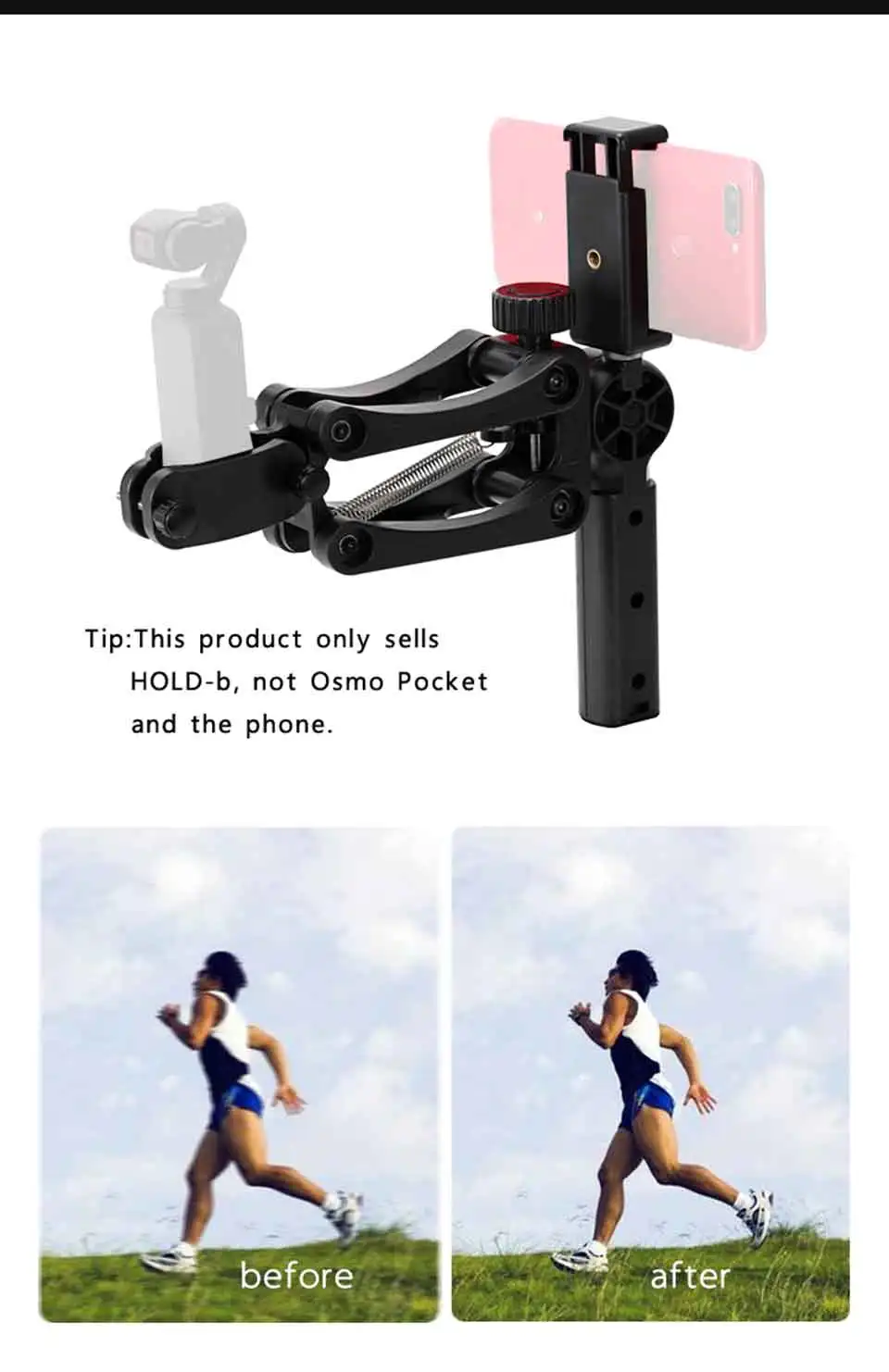 Description Picture 4 of itemStabilizer Handle Grip Arm for DJI Osmo Pocket 3 Camera Handheld Gimbal Shock Absorber Bracket Phone Flexible 4th Axis Holder