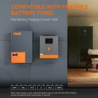 PowMr 4.2KW Inverseur domestique DC 24V vers 230VAC, onduleur hybride hors réseau 120A MPPT, charge solaire, PV max 500V, compatible avec batterie lithium BMS 3