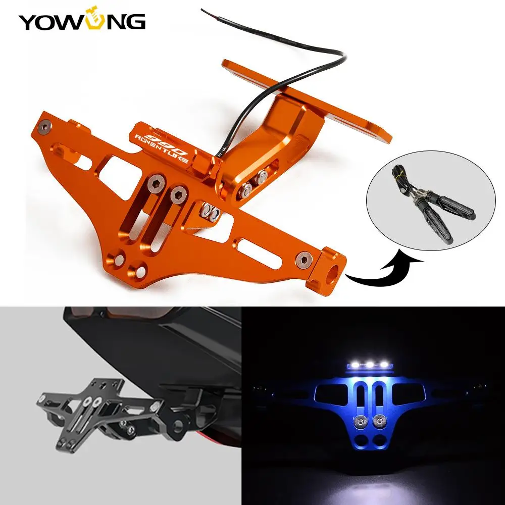 

Moto Universal Adjustable Rear License Plate Mount Holder and Turn Signal led Light For 990Adventure 990 Adventure 990 Adv 2009