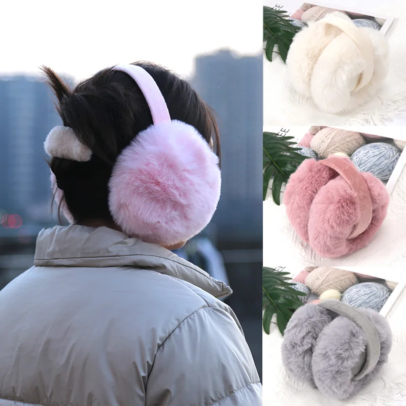 Cute Girl Soft Earmuffs Women Winter Adjustable Foldable