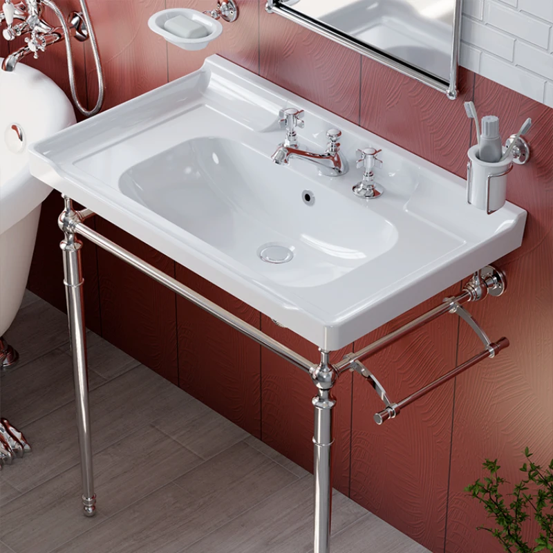 

Integrated ceramic balcony with floor to ceiling washbasin in bathroom