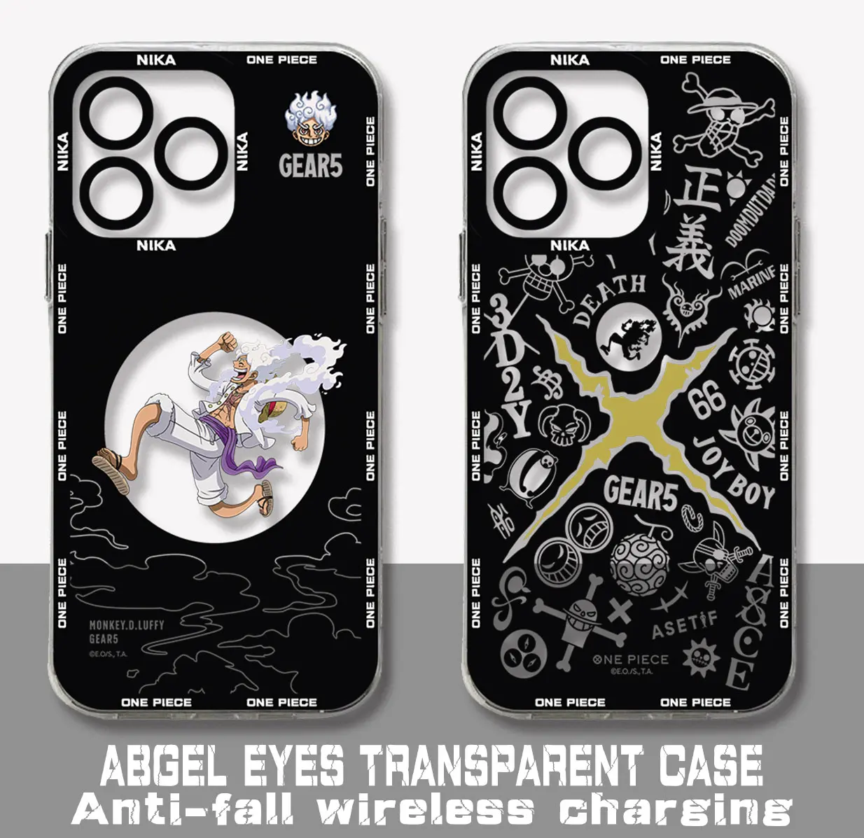 Japan Anime Luffys Gear 5 Phone Case For iPhone 15 14 13 12 Mini 11 Pro Max X XR XS 8 SE 2020 Plus One Pieces Transparent Cover