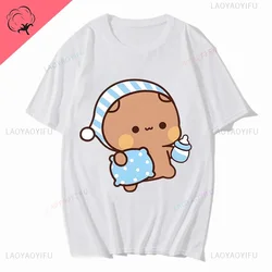 Kawaii Panda and Bear Graphic Couple Shirt - Cute and Funny Cotton Short-Sleeve Tee - S (Wu-white-401231WU)