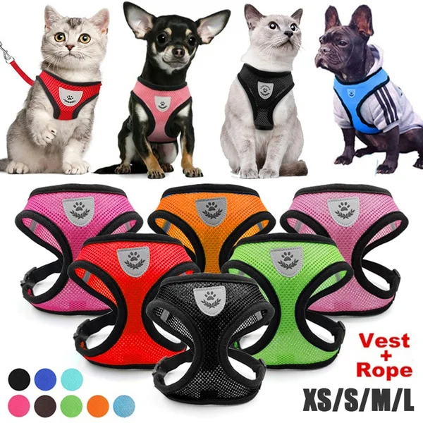 

Soft Mesh Breathable Adjustable Vest for Kitten Puppy Pet Supplies Chest Strap Pet Harness and Leash Set Cat and Dog Walking