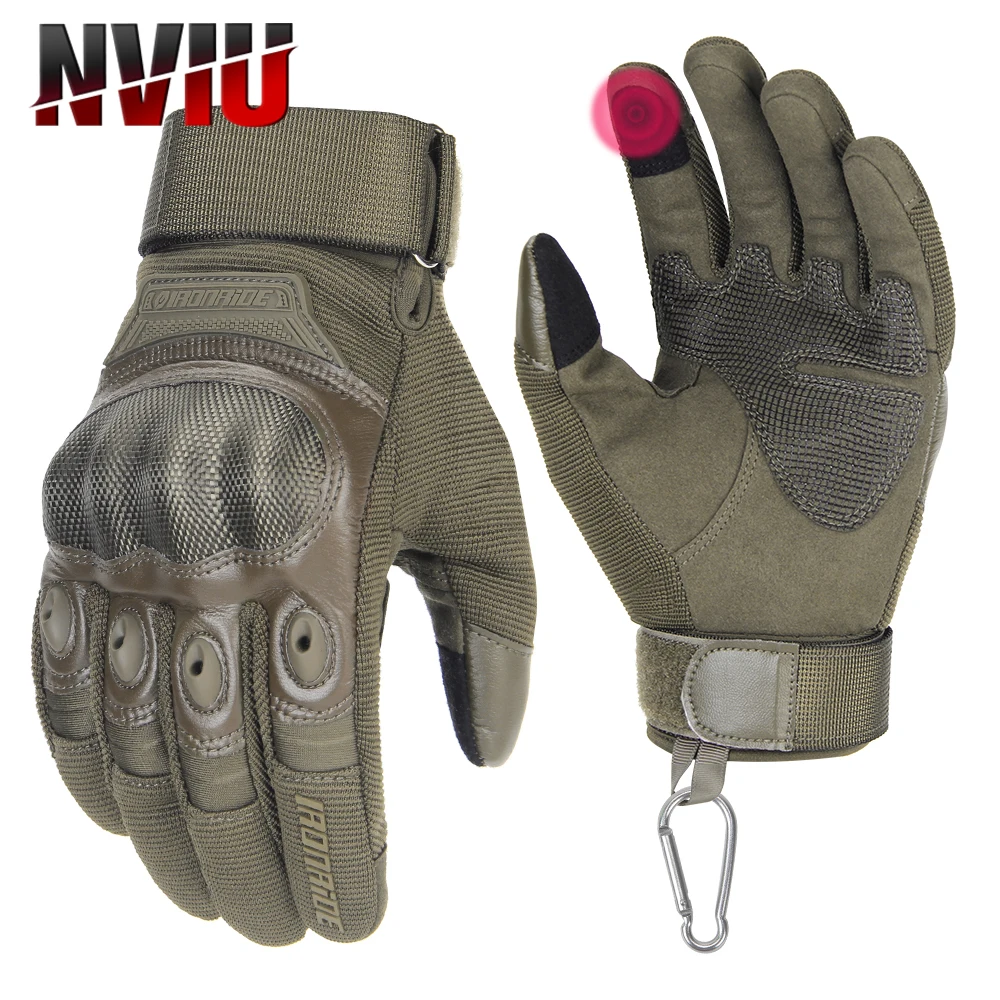 Touch Screen Tactical Full Finger Gloves Motorcycle Guantes Airsoft Hunting  Shooting PU Leather Protective Gear Men Women