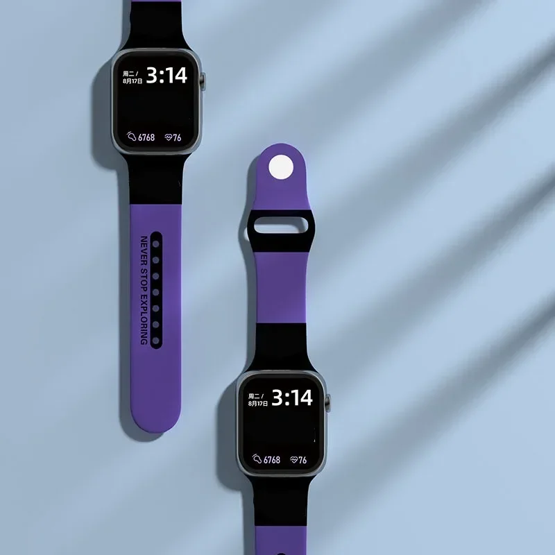 애플 워치 밴드용 실리콘 스트랩, 럭셔리 브랜드 디자인, 49mm, 45mm, 44mm, 42mm, 41mm, 40mm, 38mm, iwatch 시리즈 3, 4, 6, 7, 8 SE 울트라