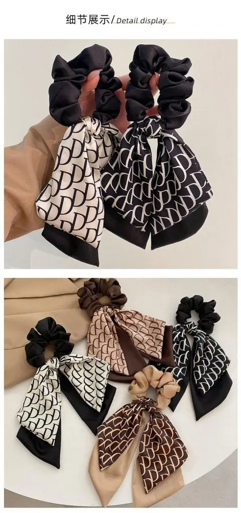 Corda de Cabelo Faixas de Cabelo Scrunchies para Mulheres Acessórios de Cabelo Letra Elástico Clássico Retro Arco Fita Tecidos Requintado Chique d 5 de cabelo clássico retro arco fita tecidos