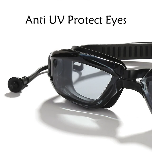 Professional Swimming Goggles with Conjoined Earplugs HD UV Shield Anti-Fog Water Sport Eyewear Glasses Silicone for Swim Pool 4