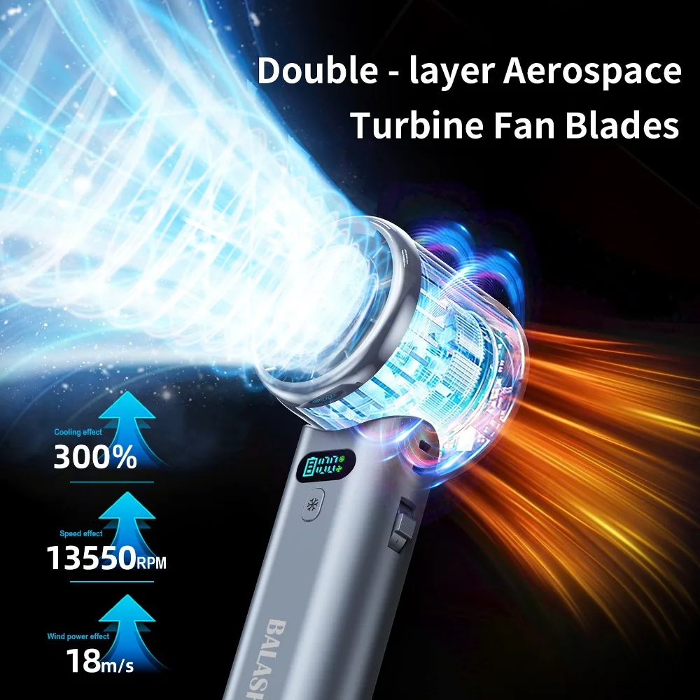 5200 mAh Ice compress cooling fan handheld fans USB Rechargeable portable mini fan Double Folding Fan For Travel Camping Outdoor 2