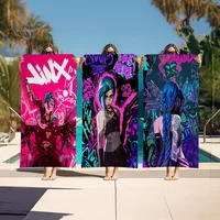 Cartoon Anime Game Arcane J-Jinx Beach Towel Cartoon Cute Summer Kids Large Bath Pool Beach Towel Microfiber For Swimming Travel 1