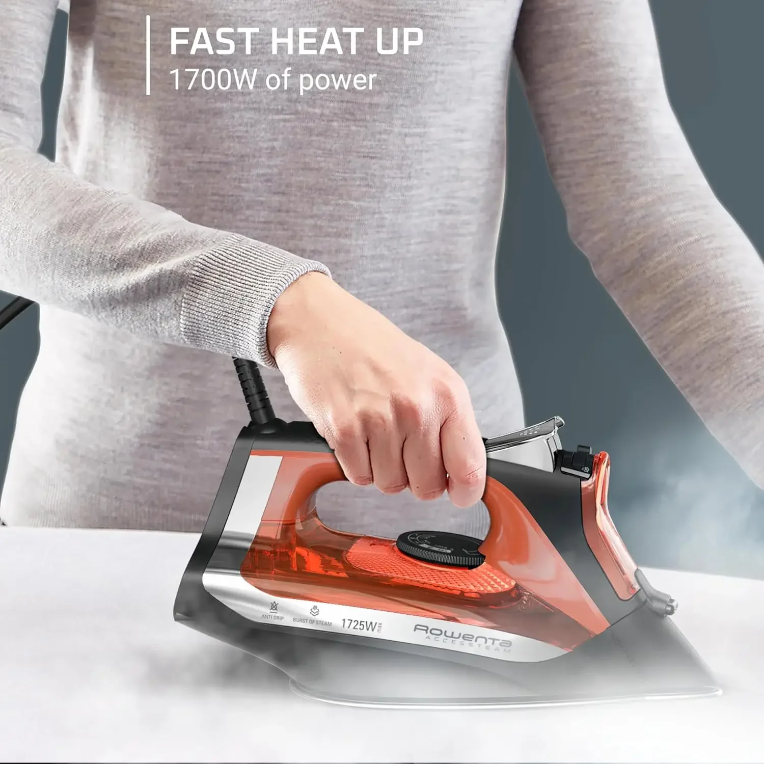 Iron, Access Stainless Steel Soleplate Steam Iron for Clothes, 300 Microsteam Holes, 1700 Watts, Lightweight, Auto-off, Ironing 5