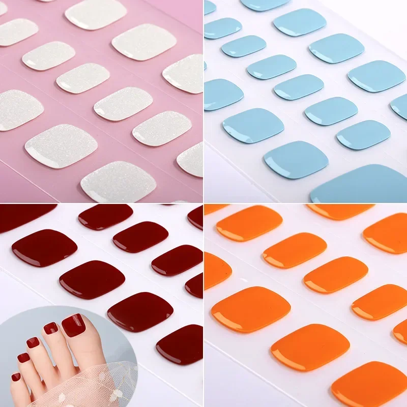 26 Strips Effen Kleur Semi-Uitgeharde Gel Neus Nagelstickers Volledige Cover Uv Lamp Nodig Fototherapie Oliegel Folie Nail Art Decoraties