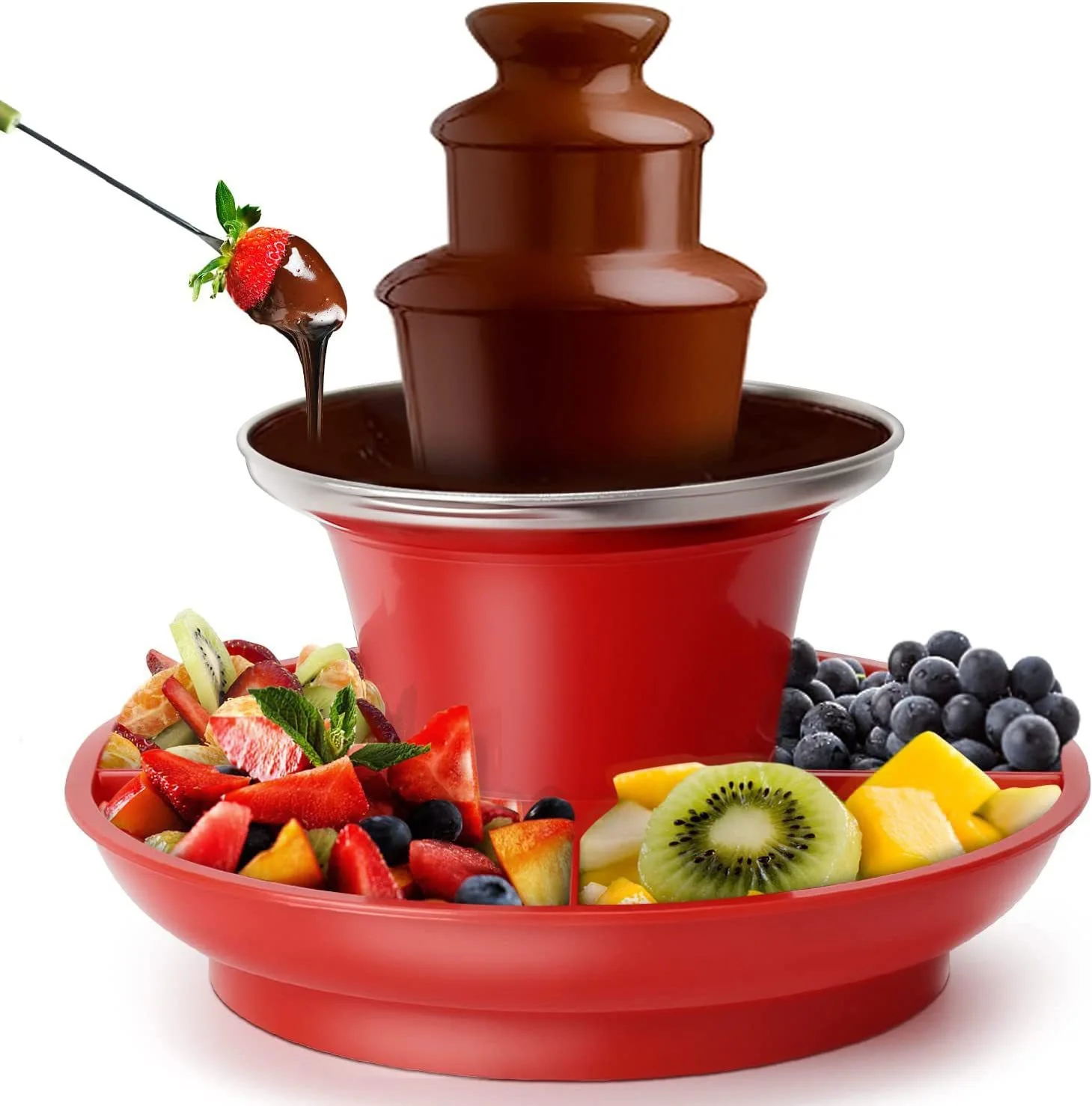 Triple Cheese Chocolate Fountain Machine Melting Tower Waterfall Automatic Chocolate Little Fondue For Outdoor Partie And Dinner