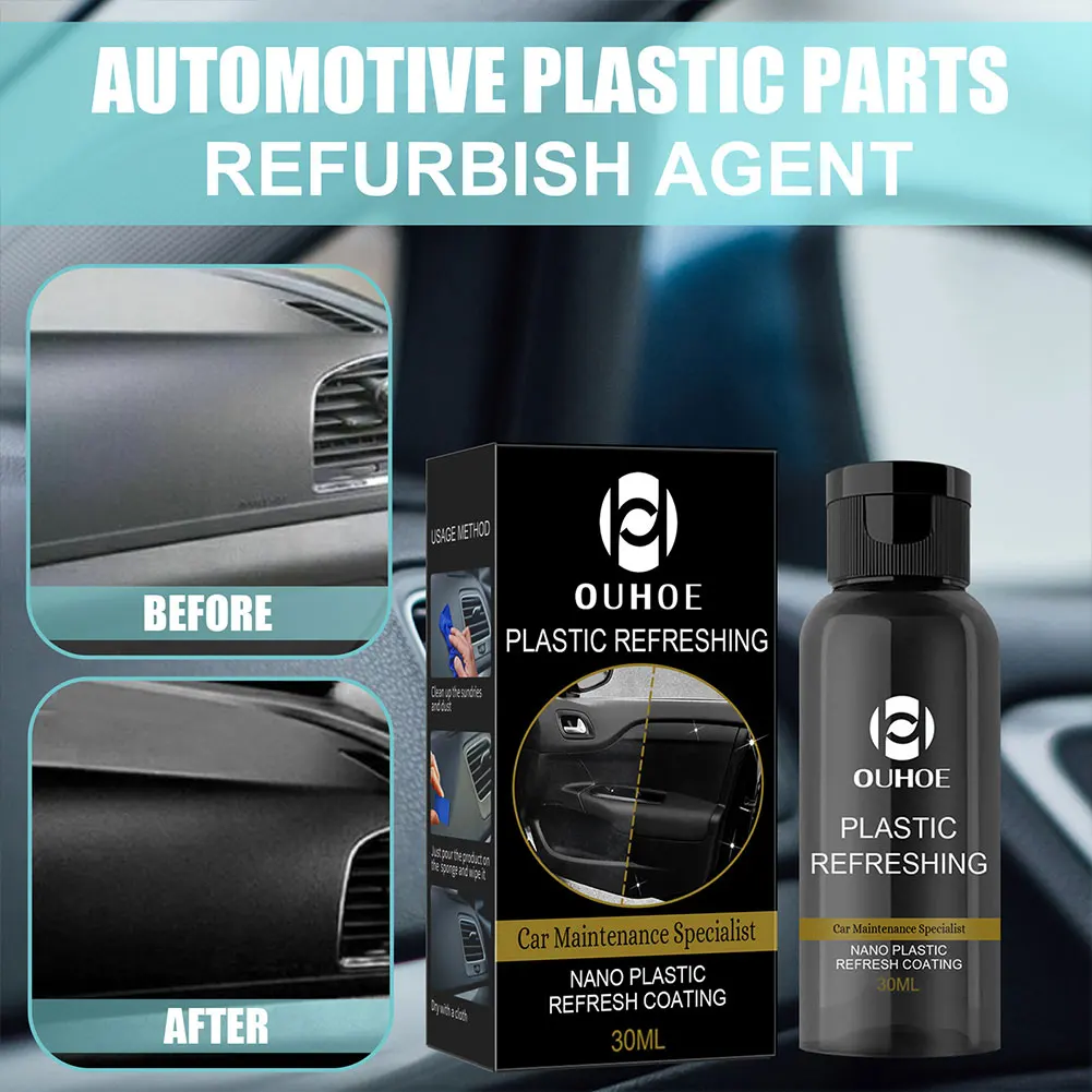 Plastic Renovation Agent Repair Waterproof Car Scratch Repair Agent with Sponge Brush and Wipe for Automotive Interior Cleaning 5