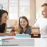 Box Treasure Wooden Pirate Lock Wood Bank Jewelry Cash Trinket Case Storage Piggy Money Coin Vintage Keepsake Decorative Kids 2