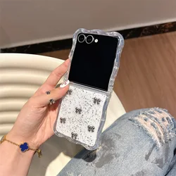 Luxury Glitter 3D Love Heart Bowknot Phone Case with Lanyard - Shockproof Cover - Galaxy Z Flip5 (B only case)
