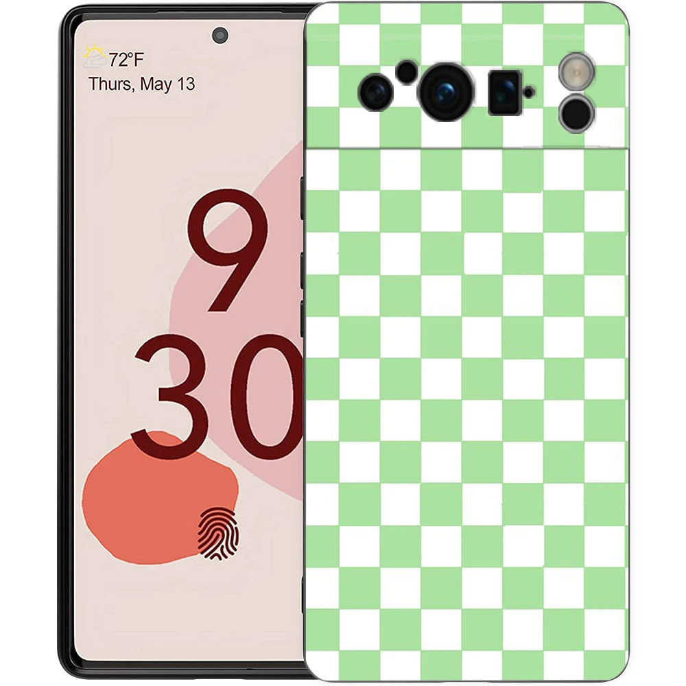 Vintage Chessboard Grid Design Shockproof Phone Case - Soft Black TPU Cover