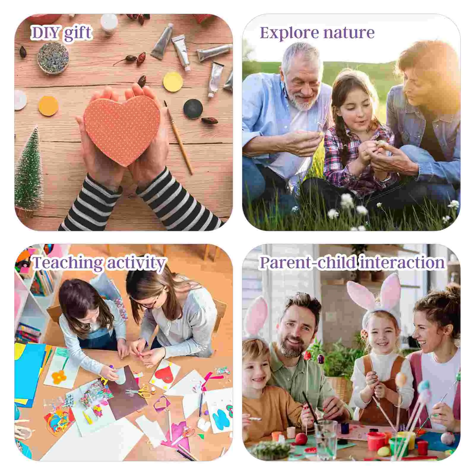 4 Sets Homemade Kaleidoscope Hand DIY Materials Science Toy Manual Paper Vision Making Supply Glass Abs Teaching Aids Handmade