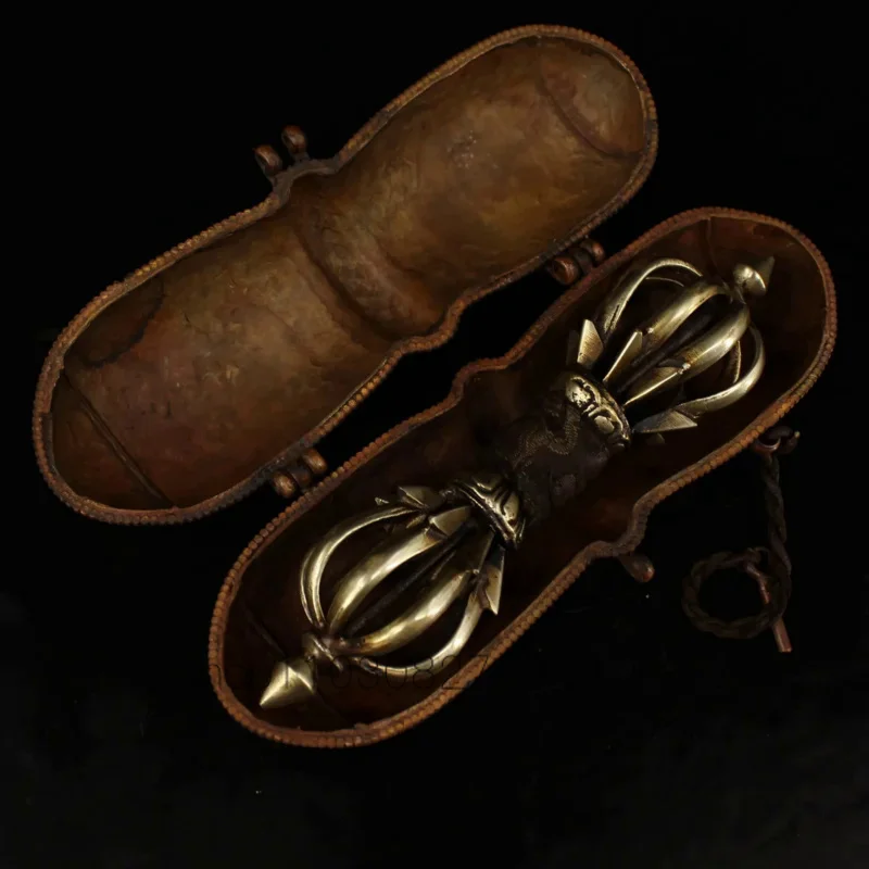 7"Tibetan Temple Collection Bronze Nine Shares Dorje Vajra Phurpa Box set Pendant Amulet Dharma Town house Exorcism 2